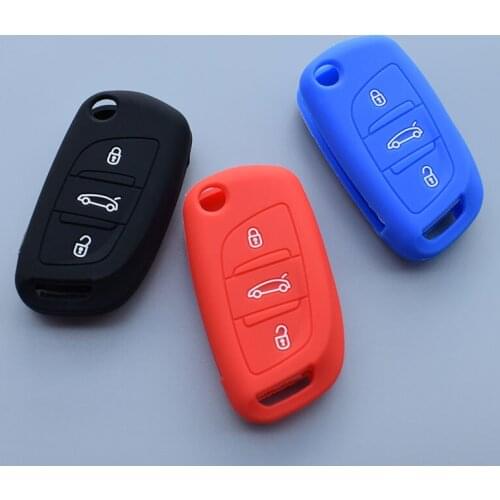 Silicone car key case cover holder set for Citroen 2017 C2 C3 C4 C5 DS4 For Peugeot 107 207 307 407 308 607 3 button Folding Key