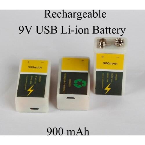 SORAVESS 9V 6F22 USB Rechargeable Li-ion Battery 900mAh Lithium Ion Li ion Cell For wireless Microphone Guitar EQ Smoke Alarm