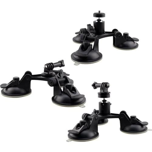 Triple Low Angle Suction Cup Mount Holder with Ball Head For Car Gopro Sport Camera 3+/4/5 JR Deals