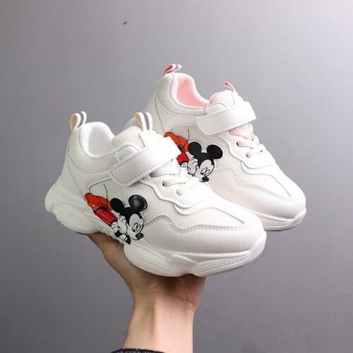Disney Mickey Mouse Childrens Shoes Spring and Summer New Girls Cartoon White Shoes girls Shoes Boys Sports Casual Shoes