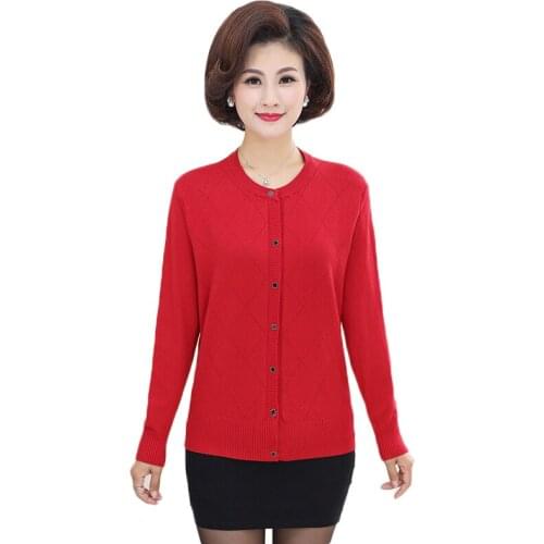 Knitted Cardigan Sweater Spring Autumn Middle-aged Womens Embroidery Knitwear Top Coat female Knitted Jacket Plus Size 4XL W844