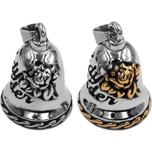Rose Lady Rider Biker Bell Pendant Stainless Steel Fashion Live To Ride Eagle Christmas Gift For Women Sound Ring Bell SWP0514
