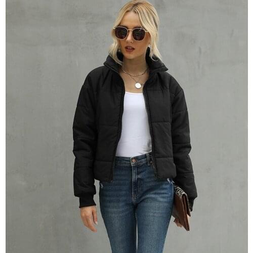 Winter Long Sleeve Tide Cotton Down Jacket Women Fashion Ultra Short Black Coat Abrigo De Invierno Para Mujer KA84