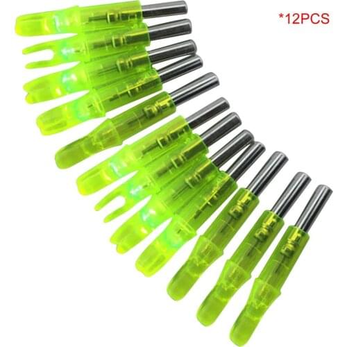 12PCS/SET Super Bright LED Luminous Arrow Nock Tail Outdoor Hunting Shooting Archery Arrow Bow Dual Tail Inside Light Drop Ship
