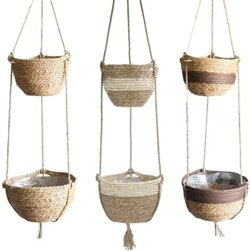 2 Tier Hanging Planter Basket Handmade Plant Hanger Decorative Hanging Planter Pot Holder #WO