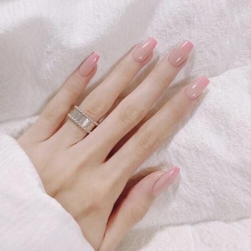 24Pcs Pink Gradient False Nail Press On Nails Ballerina French Tips Artifical Nails Fake Nail Full Cover Nail