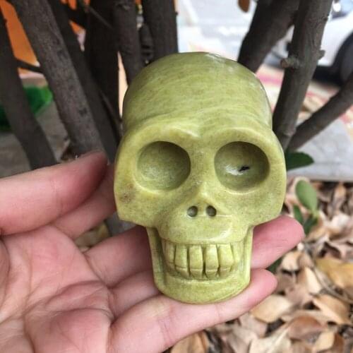 290g Natural Lemon jade quartz crystal skull HEALING