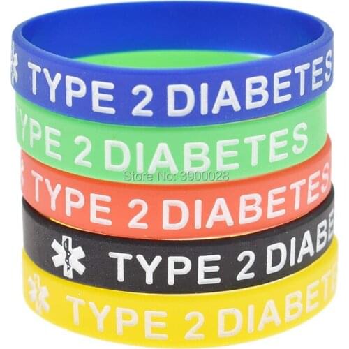 300pcs medical alert type 2 silicone wristband Personalized Rubber bracelets Sports Gifts shipping by DHL A