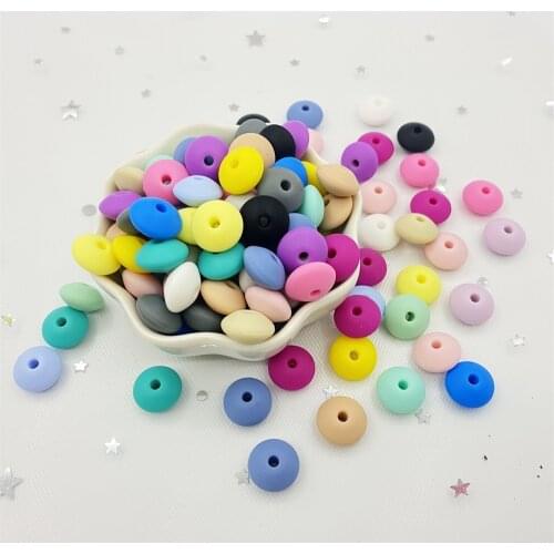 50pcs Lentil Silicone Beads 12mm Food Grade Rodent DIY Baby Pendant Necklace Baby Teether Charms Newborn Nursing Accessory