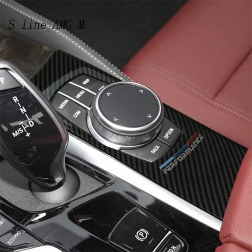 Car Styling Carbon fiber Multimedia Knob Cover For M Performance Sticker Trim For BMW 5 Series G30 G38 Auto Interior Accessories