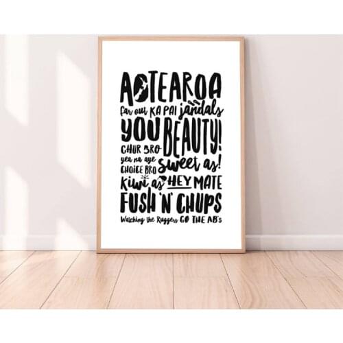 New Zealand Quote Prints Black and White Wall Art Poster , Modern Minimalism Canvas Painting Picture for Living Room Home Decor