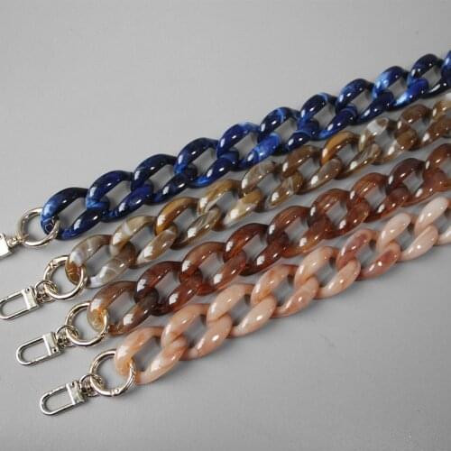 Color Acrylic Shoulder Strap Chain Women Retro Handmade Detachable Resin Fish Bone Chains Crossbody Bags Belt Bag Accessories