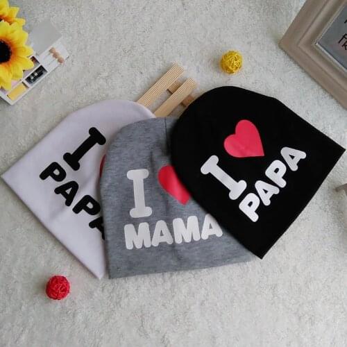 Baby Warm Winter Autumn Newborn Baby Hat I LOVE PAPA / MAMA Cap Cute Letter Warm Hat Newborn Kids Caps Baby Cotton knit hat