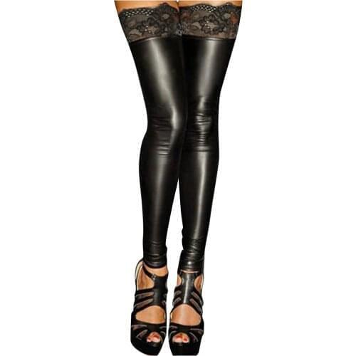 HOT Lingerie Underwear Sexy Faux Leather Stockings Night Club Sexy Women Erotic Costume Roleplay Colthes Sex Bondage Hosier