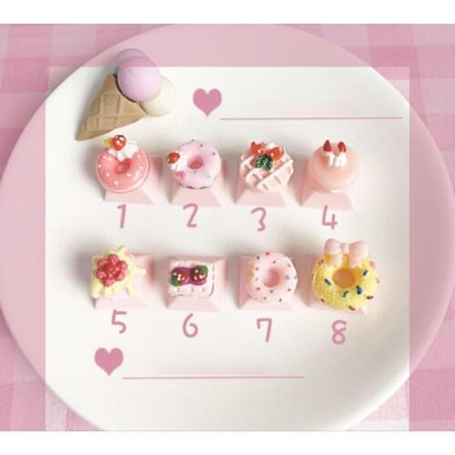 Keycap Custom Decoration Pbt Pink Cute Cake Cat Claw For Beautiful Girl Anime Transparent Crystal Round Diy Keycap