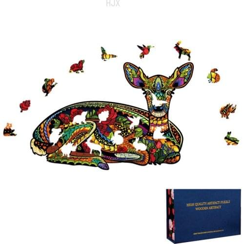 Cool Stuff Wood Toys Deer Jigsaw Puzzle Educational Animal Puzzles Wooden Toy for Kids Boys Girls Children Adults Stress Relief