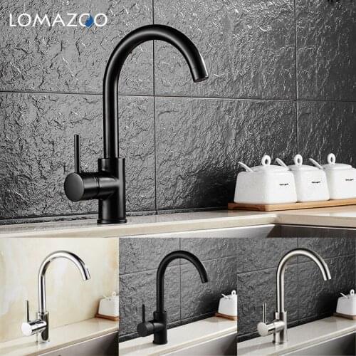 LOMAZOO Kitchen Faucet Bathroom Sink Faucet Kitchen fixture Single Handle Brass Rotate Mixer Spigots Accessories
