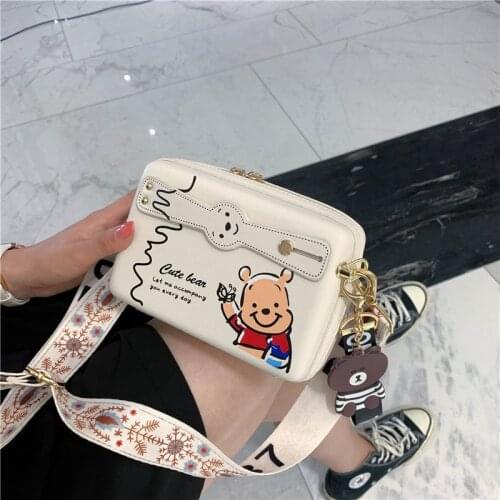Mini Women Shoulder Bag Girls Messenger Bag Fashion Lady Boston Bag Bear Pu Pendant Camera Bag
