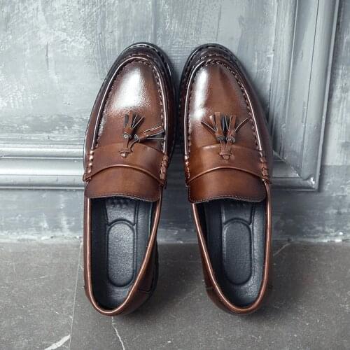 Men Dress Shoes Handmade Brogue Style Paty Leather Wedding Shoes Men Flats Leather Oxfords Formal Shoes