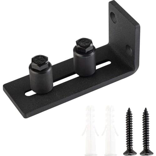 Barn Door Sliding Door Hanging Rail Anti-Sway Device Black Adjustable Hardware Floor Guide Roller