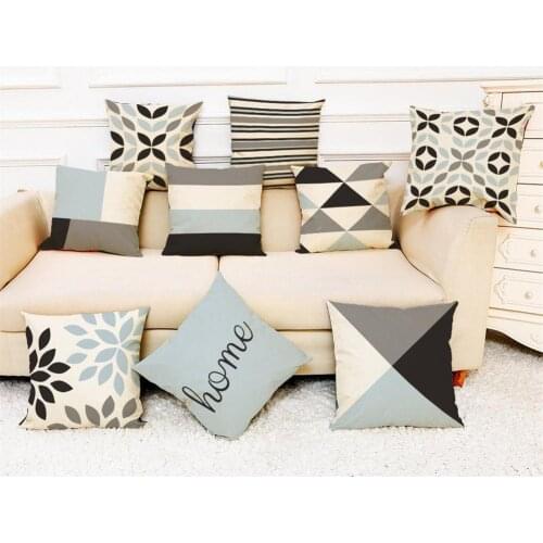 Geometric Stripe Letters Linen Throw Pillow Case Sofa Bed Decor Cushion Cover Pillow Cover Home Hotel Decorative Pillowcase