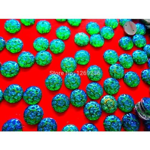 Wholesale Free shipping Round 12mm 150pcs Green AB colour sew on Resin crystal Rhinestones gemstones Accessores loose Beads