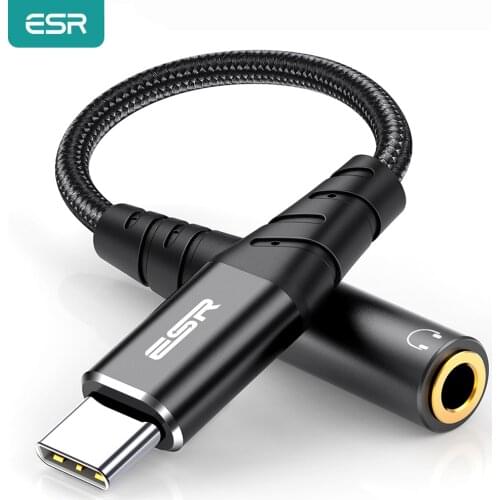 ESR USB C to 3.5mm AUX Headphones Type C 3.5 Jack Adapter Audio Cable for iPad Pro 11 for Samsung Note 20 AUX Earphone Converter