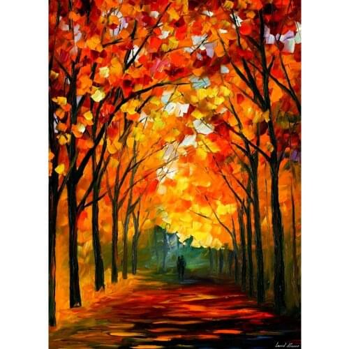Landscape Modern paintings with Palette knife art oil on Canvas farewell to autumn Handmade high quality