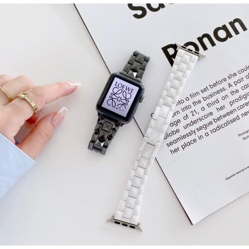 Ceramic Strap for Apple watch band 6 5 4 SE 44mm 40mm Men/Women metal butterfly buckle bracelet strap for iwatch 3 2 1 42mm 38mm