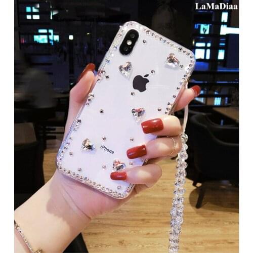 LaMaDiaa Phone Case Bling Crystal Diamonds Rhinestone 3D Soft Back Cover for iphone12 11 Pro MAX 5 6 6s 7 8 Plus XR Xs Max Case