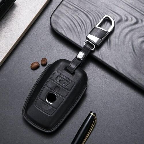Handmade Leather Smart Car Key Fob Case Cover Bag For Rolls Royce Phantom Wraith Badge