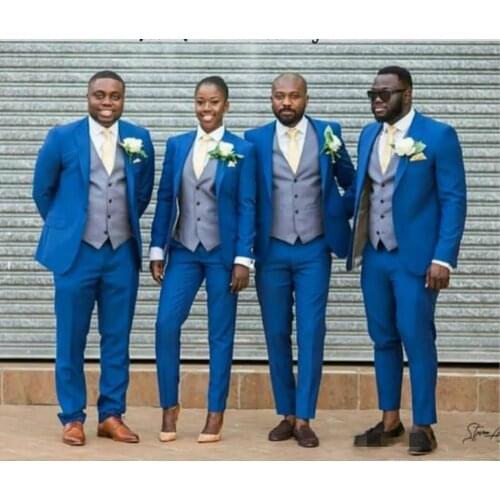 Latest Design Royal Blue Groom Tuxedos Men Wedding Tuxedos Excellent Men Business Dinner Prom Blazer 2 Piece Suits