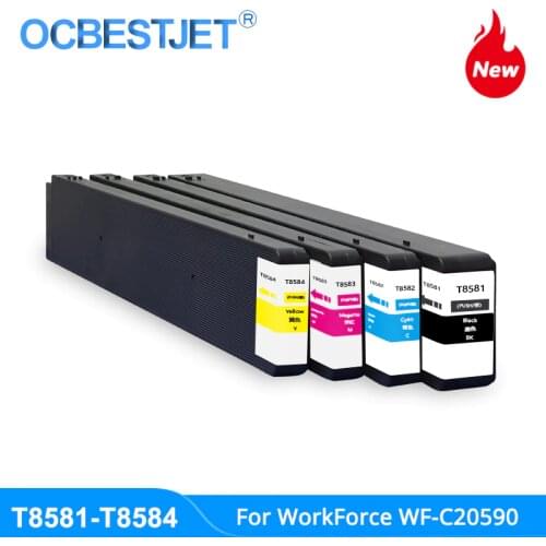 T8581-T8584 T8581 Compatible Ink Cartridge Full With Pigment Ink For Epson WorkForce Enterprise WF-C20590 Printer (BK C M Y)