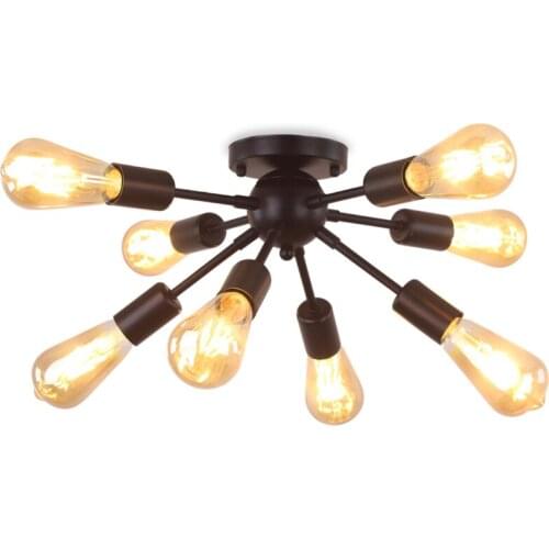 Modern Led Ceiling Lights 8 Head Vintage Industrial Edison LED Lights Barn Metal Flush Mount Ceiling Lights Lamp For living room