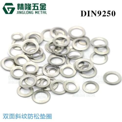 100pcs DIN9250 M2.5 M3 M4 M5 M6 M8 304 Stainless Steel Locking Washer Printing Oblique Washers Lock Washers
