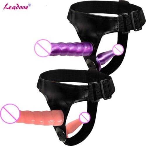 Lesbian Strapon Adult Game Sex Toy Purple Dildo Strap On Dildo Double Dongs Realistic Penis Sex Products for Women BW-022021