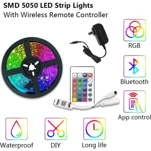 20M LED Strip Light RGB SMD 5050 Flexible Ribbon Fita Led Light Strip RGB 5M 10M 15M Tape Diode DC 12V+ Remote Control +Adapter