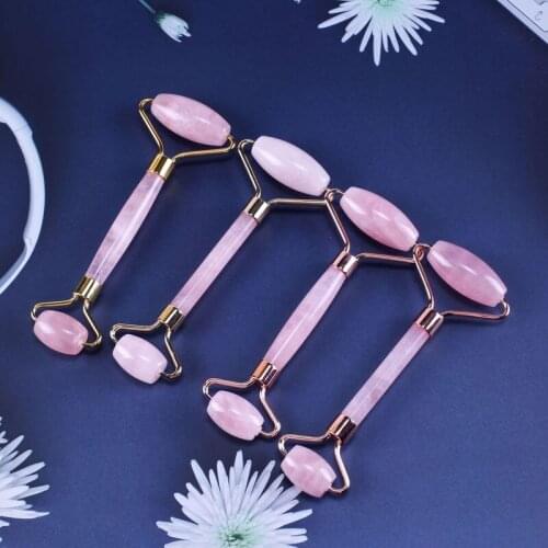 Face Massage Jade Roller Rose Quartz Natural Stone Crystal Slimmer Lift Wrinkle Double Chin Remover Beauty Care Slimming Tools