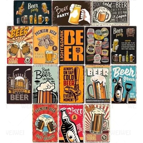 Pub Beer Iron Sign Retro Bar Decoration Metal Sign Rust Feeling Tin Plate Home Decor Wall Art Metal Plaque Picture Vintage Store