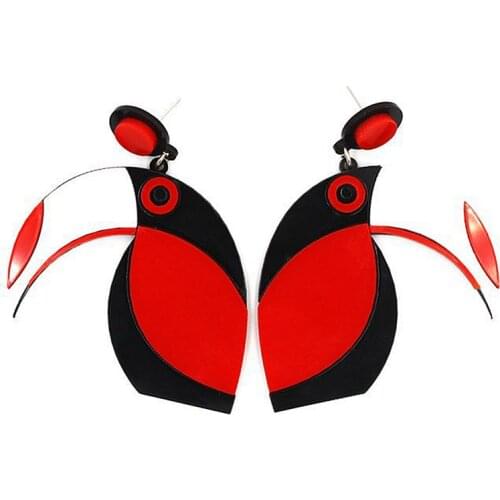 Statement Acrylic Large Parrot Bird Drop Earrings Women Pendant Exaggerated Punk Big Long Dangle Earring Brincos Fashion Jewelry