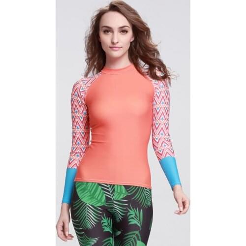 Womens Rashguard Top Long Sleeve Rash Guard UPF 50+ Wetsuit Siwmsuit Shirt Top