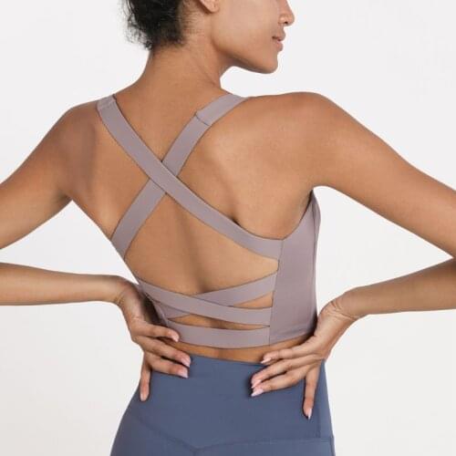 Women Fitness Cross Straps Top Shockproof Running Vest Bra Padded High Support Yoga Underwear Dancing Shirts Sports Clothing
