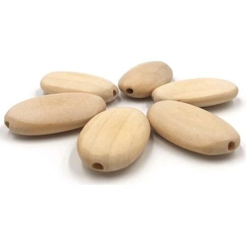 10pcs 34x20mm Flat oval shaped Nature Wood Spacer Beads For Baby DIY Crafts Spacer Beading Jewelry Making DIY