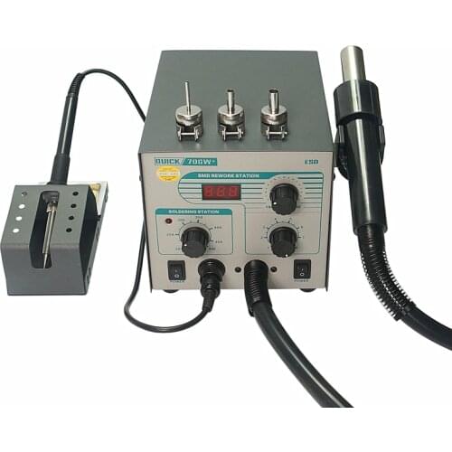 2 in 1 Rework Station QUICK 706W+ Digital Display Hot Air Gun + Soldering Iron Anti-static Temperature Lead-free With 3 Nozzles