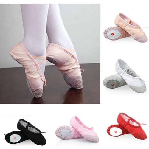 2018 Fashion Girls Kids Baby Ballet Dance Slippers Shoes Children Canvas Princess Flat Dance Shoes Soft Split-Sole Casual Shoes