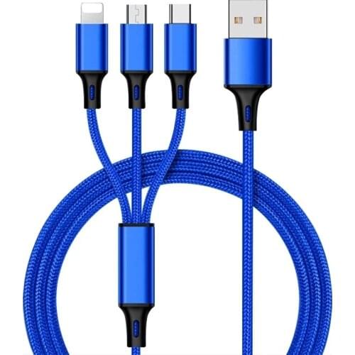 3 in 1 USB Charging Cable for iPhone 6 7 8 X 11 Pro Samsung LG Xiaomi Redmi Huawei Honor OnePlus Android Phone Charger Wire 1.2m