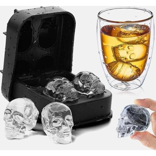 3D Skull Silicone Mold Ice Cube Maker Chocolate Mould Tray Ice Cream DIY Tool Whiskey Wine Cocktail Ice Cube Best Sellers