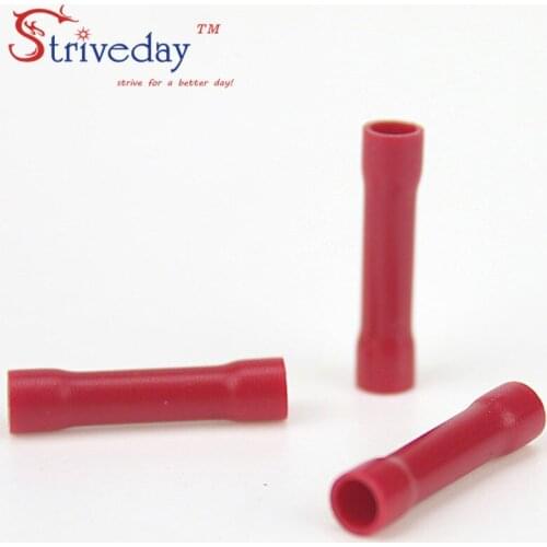 500pcs/lot high quality BV1 Red Flared Butt Insulated Connector Terminals Crimp