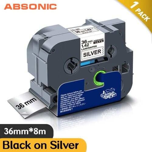 Absonic 36mm Tze961 Label Black on Silver Compatible for P-touch Tze Tape Cartridge tze-961 TZE261 TZE for Brother Label Printer