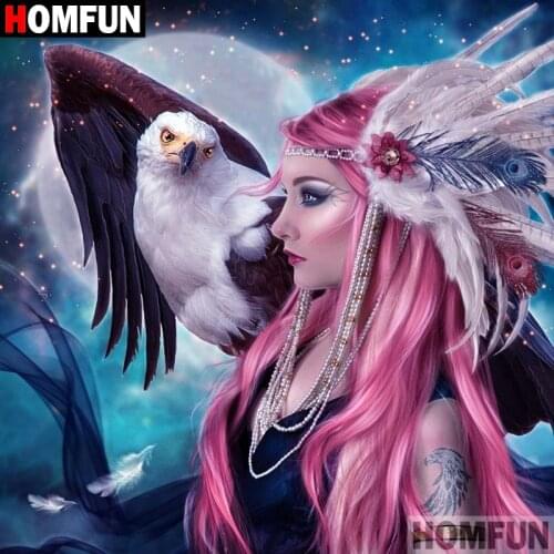 HOMFUN Full Diamond Embroidery Diy 5D Diamond Painting Cross Stitch "Eagle Woman" Full Drill Home Room Decor A07799